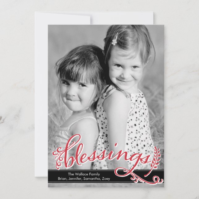 Tarjeta Festiva Blessings Holiday Photo Cards (Anverso)