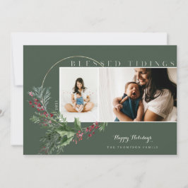 Tarjeta Festiva Blessings Watercolor Greenery Wreath Fotos