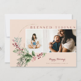 Tarjeta Festiva Blessings Watercolor Greenery Wreath Fotos