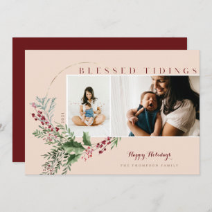 Tarjeta Festiva Blessings Watercolor Greenery Wreath Fotos