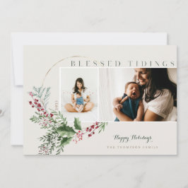 Tarjeta Festiva Blessings Watercolor Greenery Wreath Fotos