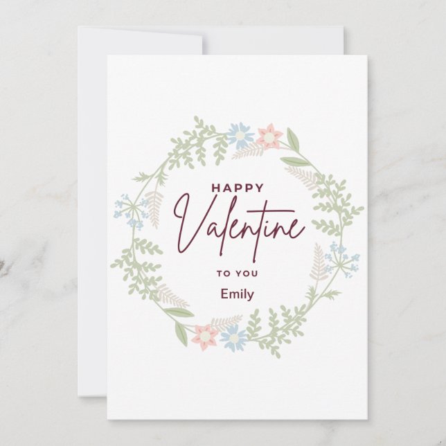 Tarjeta Festiva Bliss elegante flora El día de San Valentín Card (Anverso)