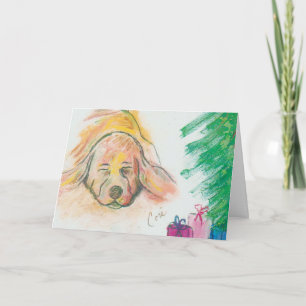 Tarjeta Festiva Blissful Holiday Dreams Basset Hound Dog Navidades