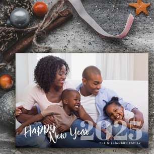 Tarjeta Festiva Blissous Happy New Year Script Photo