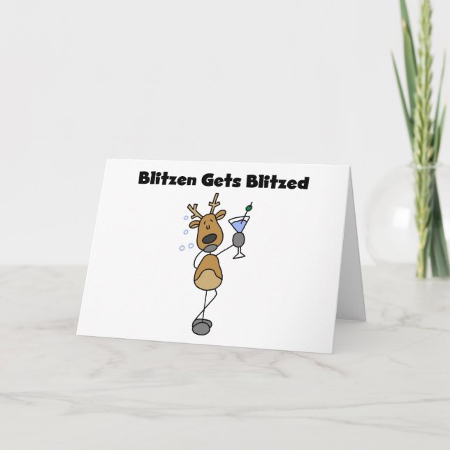 Tarjeta Festiva Blitzen consigue Blitzed (Anverso)