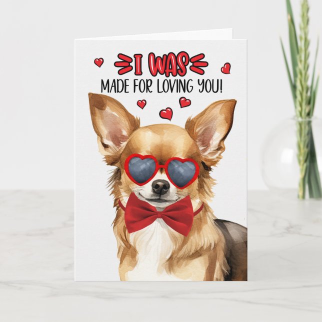 Tarjeta Festiva Blonde Chihuahua hecha para amarte San Valentín (Anverso)