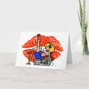 Tarjeta Festiva Blonde Ham Radio Pin-up Chica Smoochie Card