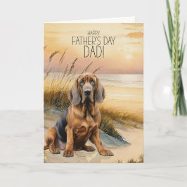 Tarjeta Festiva Bloodhound Dog Sunset Beach Father's Day