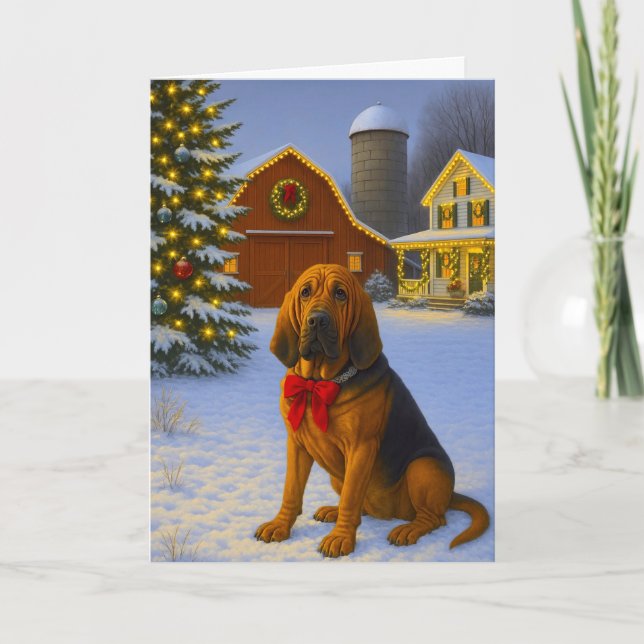 Tarjeta Festiva Bloodhound Holiday Card (Anverso)