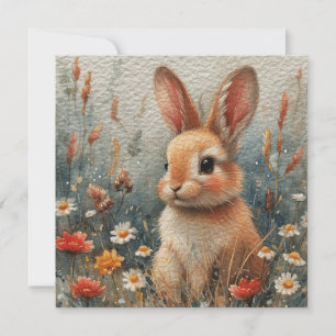 Tarjeta Festiva Bloom de Blossom Bunny: Notecard floral 🌺 digital