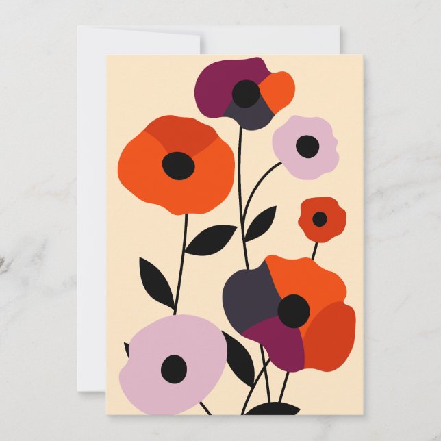 Tarjeta Festiva Bloom mínimo de amapola (Anverso)