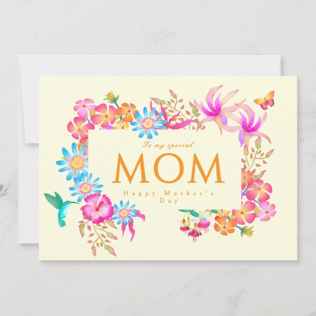 Tarjeta Festiva Blooming Floral Mom Yellow (Anverso)