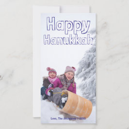 Tarjeta Festiva Bloque azul feliz de Jánuca - Photocard