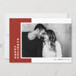 Tarjeta Festiva Bloque de color rojo moderno feliz foto de vacacio