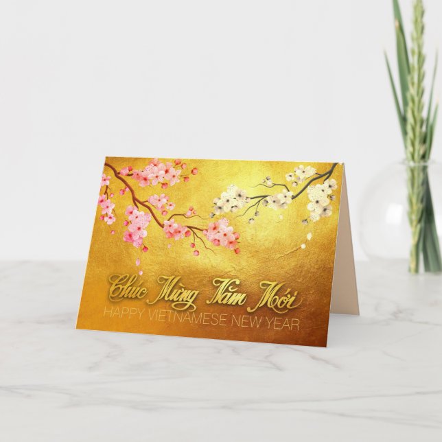 Tarjeta Festiva Blossom Tet Hoa Anh Dao Año Nuevo Vietnamita GC (Anverso)
