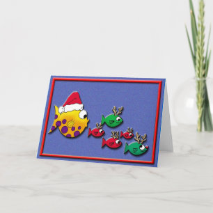 Tarjeta Festiva Blowfish de Santa