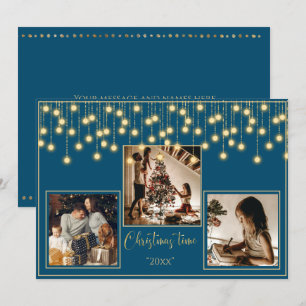 Tarjeta Festiva Blue 3 Fotos Navidades en vacaciones