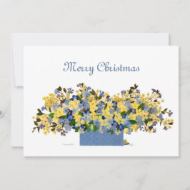 Tarjeta Festiva Blue and Yellow Mixed Media Flower Bouquet