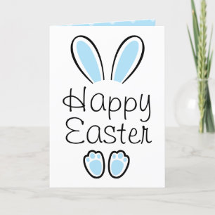 Tarjeta Festiva Blue Bunny Oars and Toes Baby Boy Primera Pascua