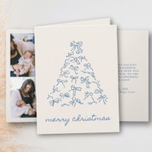 Blue Christmas Doodle Bow 4 Photo plegado