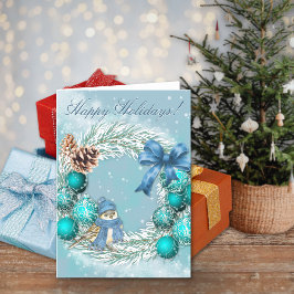 Tarjeta Festiva Blue Christmas Happy Holidays Greeting Card