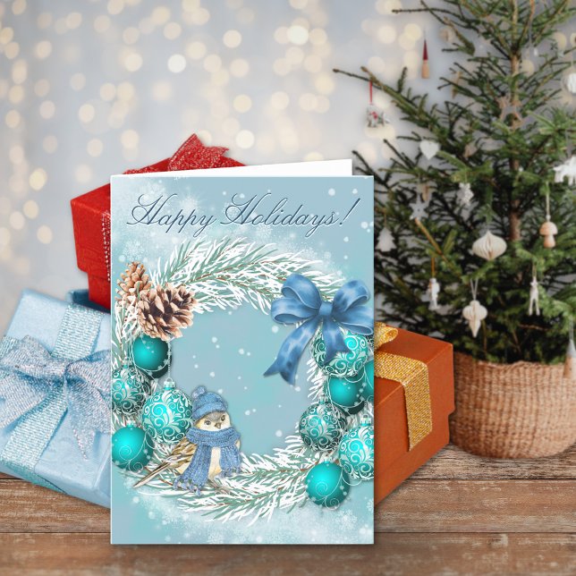 Tarjeta Festiva Blue Christmas Happy Holidays Greeting Card (Subido por el creador)