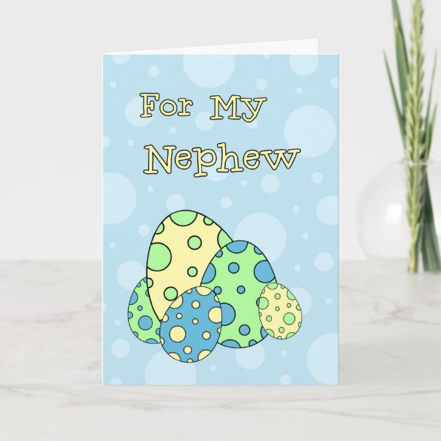 Tarjeta Festiva Blue Eggs Easter Happy Easter Nephew Card (Anverso)