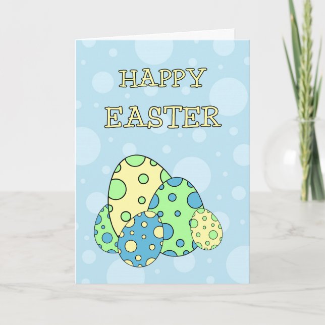 Tarjeta Festiva Blue Eggs Happy Easter Card (Anverso)