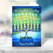 Blue Green Hanukkah Menorah Shine Bright Cita