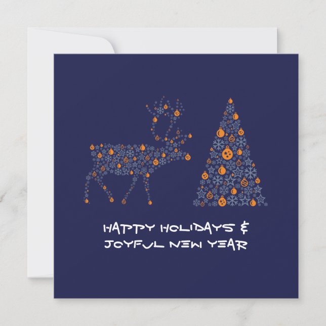 Tarjeta Festiva Blue greeting card HAPPY HOLIDAYS JOYFUL NEW YEAR (Anverso)