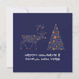 Tarjeta Festiva Blue greeting card HAPPY HOLIDAYS JOYFUL NEW YEAR