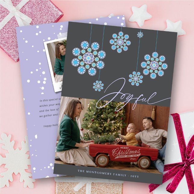 Tarjeta Festiva Blue Hanging Festients Ornaments Winter Wonderland (Subido por el creador)