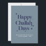 Tarjeta Festiva Blue Happy Challah Days Funny Hanukkah<br><div class="desc">© Gorjo Designs. Hecho para ti a través de la plataforma Zazzle. // ¿Necesita ayuda para personalizar su diseño? ¿Tienes otras ideas? No dude en ponerse en contacto conmigo (Zoe) directamente a través del botón de contacto de abajo.</div>