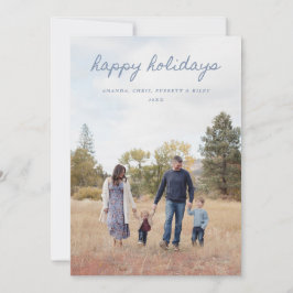 Tarjeta Festiva Blue Happy Holidays Card 4 Family Photos