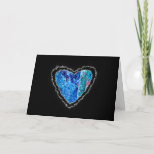 Tarjeta Festiva Blue Jewel Resumen Corazón Romance Valentine Love