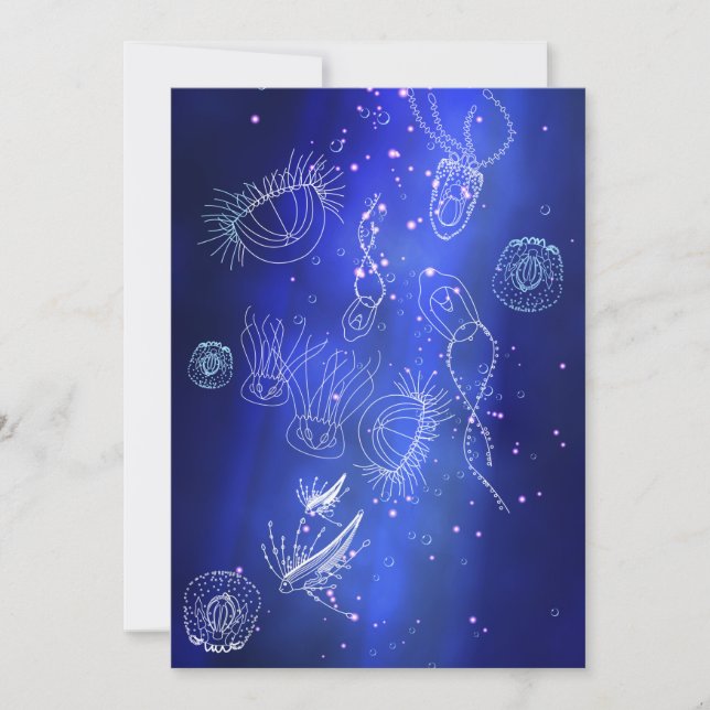 Tarjeta Festiva Blue Marine Underwater Jellyfish World (Anverso)