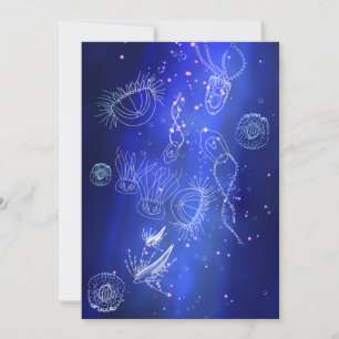 Tarjeta Festiva Blue Marine Underwater Jellyfish World