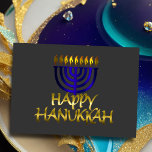 Tarjeta Festiva Blue Menorah Flames Happy Hanukkah Card<br><div class="desc">Artículos con temática navideña diseñados por Umua. Impreso y enviado por Zazzle o sus afiliados.</div>