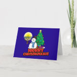 Tarjeta Festiva Blue Merry Chrismukkah Judíos y Navidades<br><div class="desc">Feliz Chrismukkah,  tarjeta de felicitación para judíos y Navidades. Si fusionas las festividades,  o conoces a alguien que celebra tanto a judíos como a Navidades,  ¡entonces mándales estas increíbles tarjetas Chrismukkah y snowman menorah!</div>