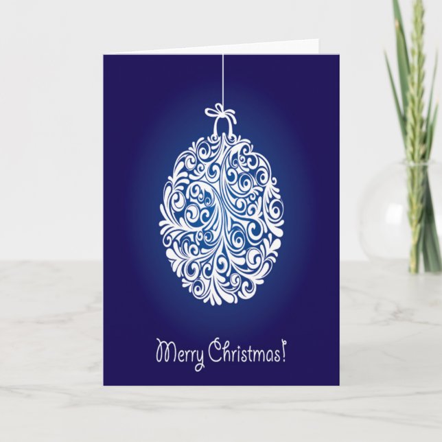 Tarjeta Festiva Blue Merry Christmas Ball (Anverso)