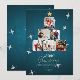 Tarjeta Festiva Blue Merry Christmas Family