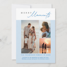 Tarjeta Festiva Blue Merry Moments coastal photo collage 