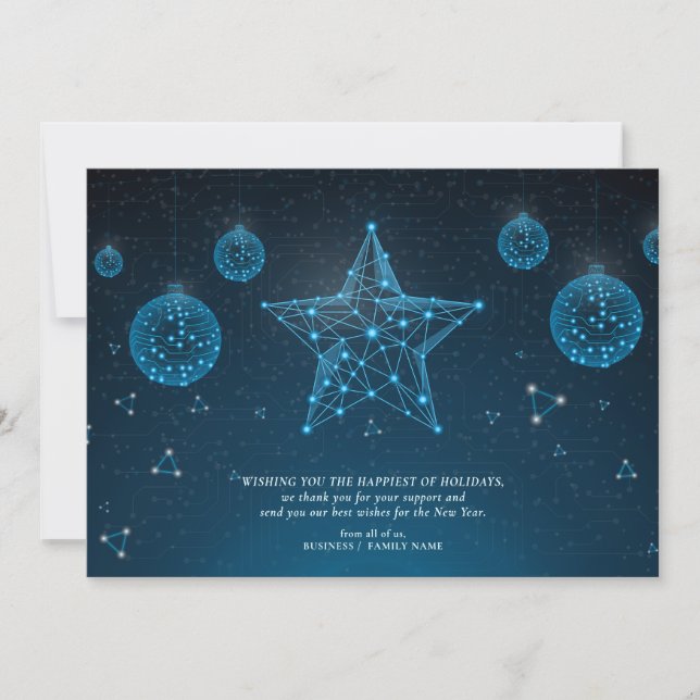Tarjeta Festiva Blue Modern Christmas Star Corporate Logo Business (Anverso)