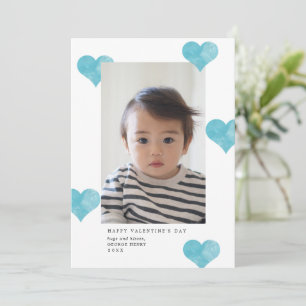 Tarjeta Festiva Blue Painterly Hearts Modern El día de San Valentí