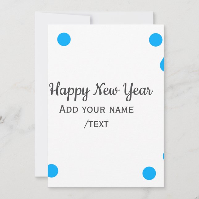 Tarjeta Festiva Blue polkadots happy new year add name messasimple (Anverso)