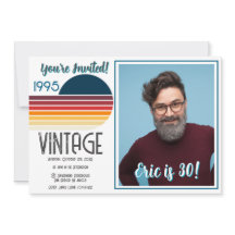 Blue Retro Sun 1995 Photo 30th Birthday