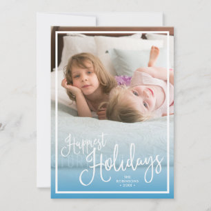 Tarjeta Festiva Blue Script Fappiest Holiday Photo