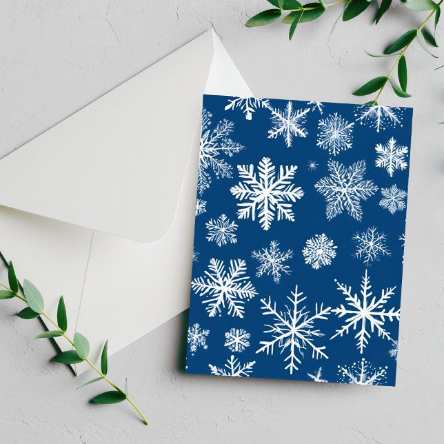 Tarjeta Festiva Blue Snowflakes Winter (Subido por el creador)