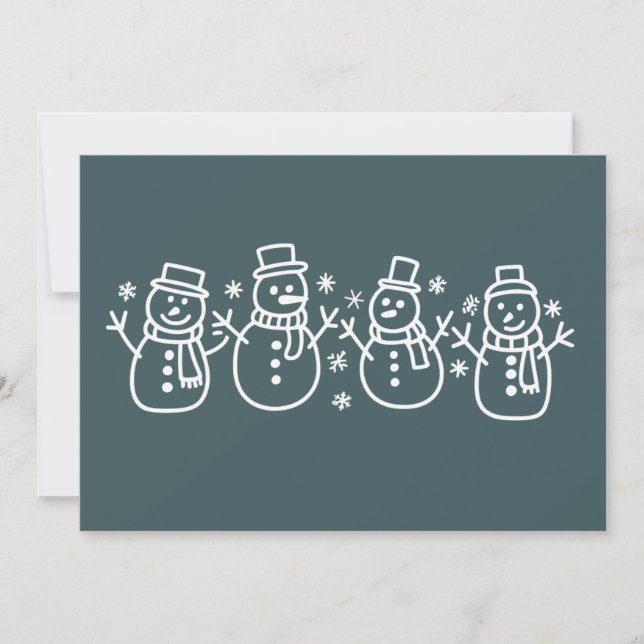 Tarjeta Festiva Blue Snowman Christmas Holiday Winter Festive Xmas (Anverso)