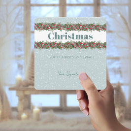 Tarjeta Festiva Blue Spruce Window to Winter Holiday Card